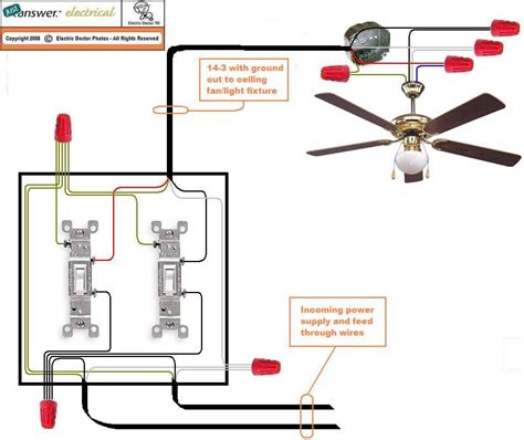 How To Wire A Ceiling Fan With 2 Switches electrical - Ceiling fan wiring (2x light switch, 1x fan switch) - Home  Improvement Stack Exchange